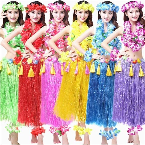 Hawaiian Hula Leis Dance Garland Artificial Flowers Neck Loop Luau Party Costume - Picture 5 of 7